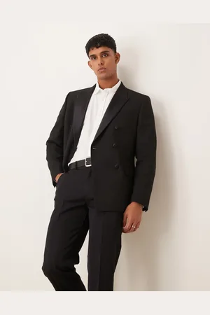 ASOS Slim double breasted tuxedo blazer in