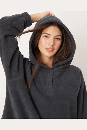 ASOS Lounge microfleece hoodie in steel