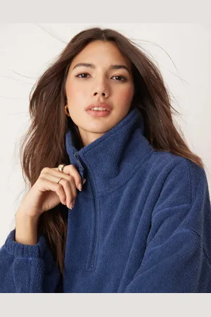 ASOS Lounge microfleece zip collar sweat in dark blue