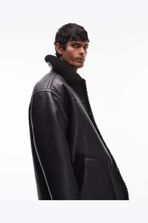 Topman Faux shearling jacket with shearling collar in
