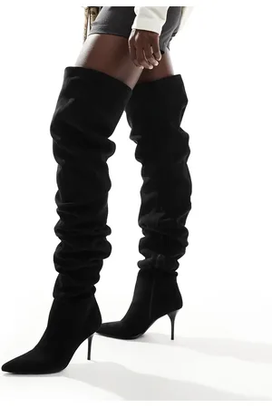 ASOS Knock ruched heeled over the knee boots in