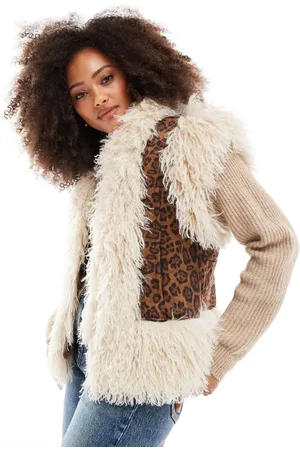 The Frolic X Bella Stovey exclusive faux shearling gilet in leopard print