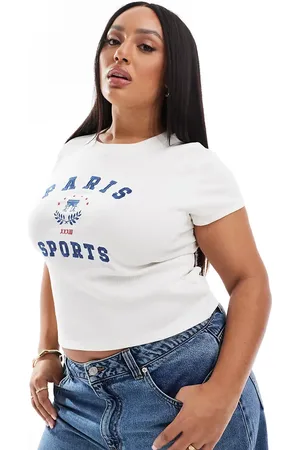 ASOS ASOS DESIGN Curve baby tee with paris graphic in cream