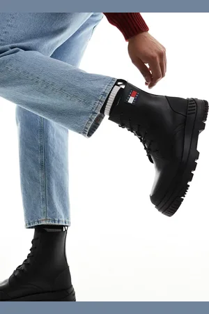 Tommy Hilfiger Lace up chunky leather boots in
