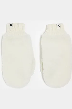 COLLUSION Shearling mitten in ecru