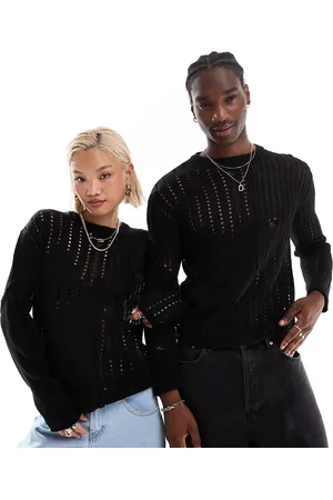 Reclaimed Unisex spliced laddered knit jumper in