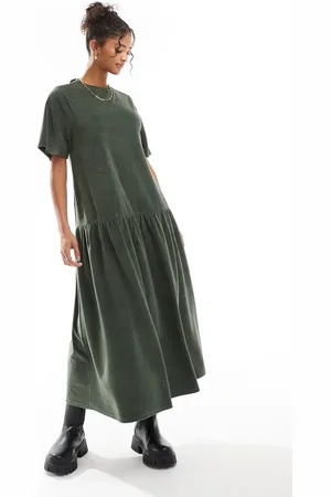 ASOS Tie back chunky cord flare hem midi dress in
