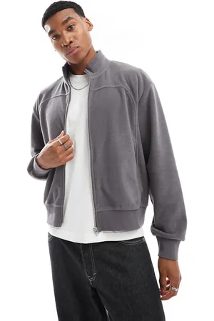ASOS Oversized boxy fleece track sweatshirt in