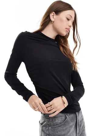 & OTHER STORIES Long sleeve mock neck top with ruche detail in