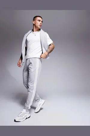 adidas 3 stripe jogger in grey
