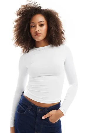Pull&Bear Polyamide sculpt long sleeved top in