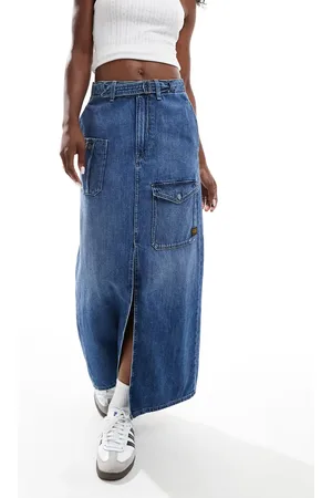 G-Star Belted cargo denim maxi skirt in midwash