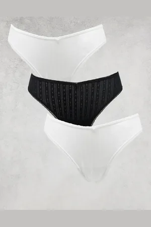 Lindex 3 pack pointelle brazilian brief in black/white