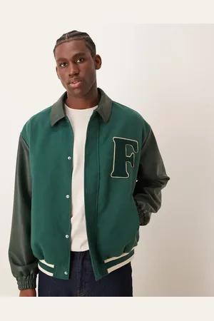 ASOS Faux leather varsity jacket in