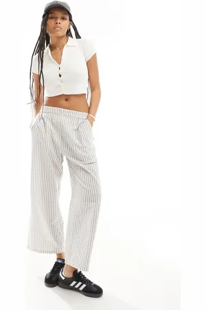 ASOS Cropped pull on trousers with tab waistband in orange stripe