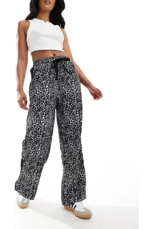 ASOS Pull on trousers with contrast panel in mono animal print