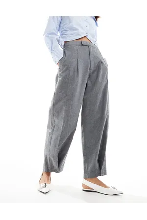 ASOS Flannel barrel leg trousers in grey