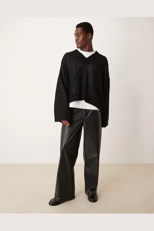 ASOS Super baggy faux leather trousers in