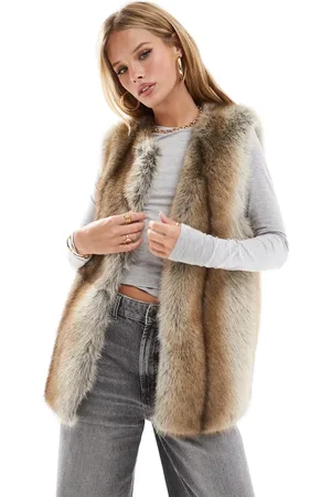 ASOS Collarless faux fur gilet in tipped