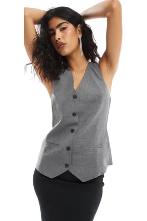 Pull&Bear Longline tailored waistcoat co-ord in check
