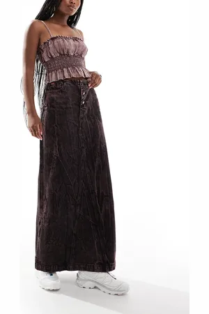 Deus Ex Machina X ASOS exclusive acid wash denim maxi skirt in