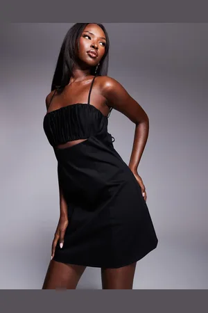 ASOS Strappy mini dress with contrast gathered bust in black