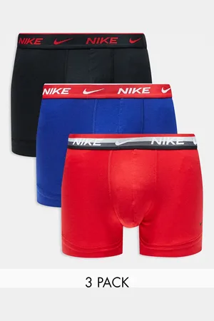 Nike Everyday Cotton Stretch 3 pack trunk in red/blue/black