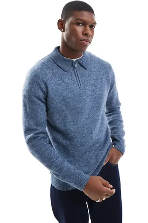 Threadbare Knitted zip polo jumper in