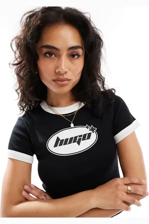 Hugo Blue Dalia baby ringer t-shirt in