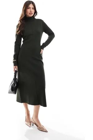 & OTHER STORIES Compact knit midaxi dress with high neck in dark