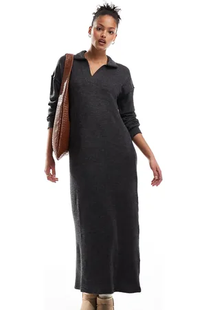 VERO MODA Supersoft polo neck ankle dress in melange