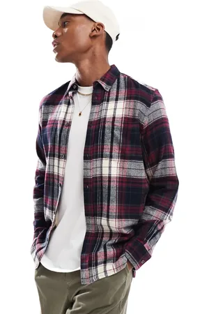 French Connection French Connection long sleeve check flannel shirt in burgundy