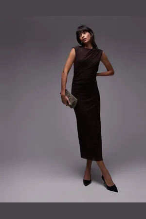 & OTHER STORIES Mesh midi dress with drape detail in