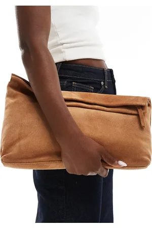 ASOS Suede oversized clutch in tan