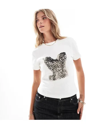 ASOS Baby tee with lace corset graphic print in cream