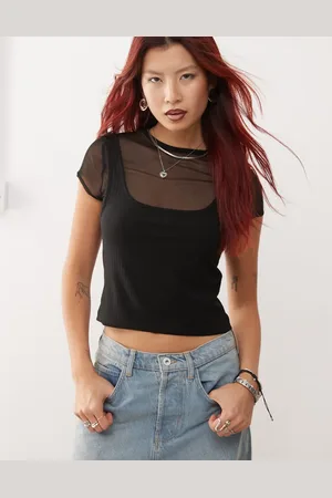 COLLUSION Double layer baby tee in black