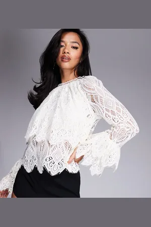 River Island Petite lace blouse in cream