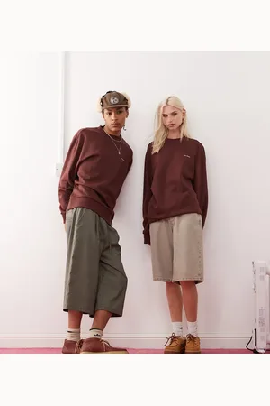 COLLUSION Unisex sweatshirt with logo print in chocolate