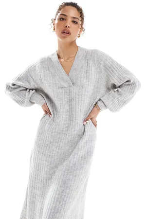 VERO MODA Oversized soft ribbed jumper dress in light melange