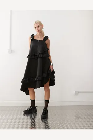 COLLUSION Satin ruffle smock dress in