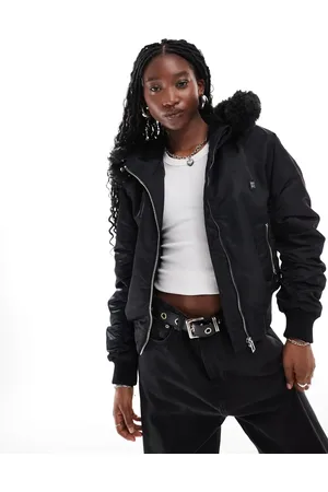 HUGO BOSS Falora hooded bomber jacket in with zip hood