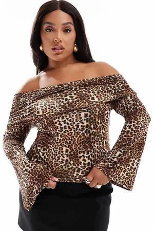 ASOS ASOS DESIGN Curve slinky one shoulder top in animal
