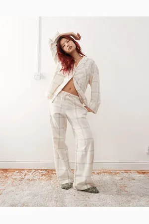 Monki Co-ord flannel pyjama trousers in tonal check
