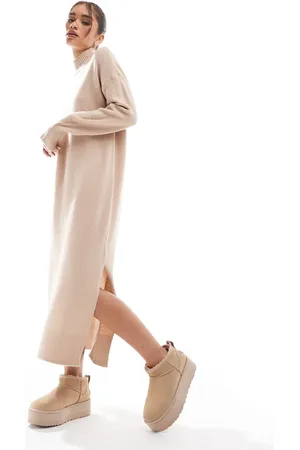Brave Soul Knitted maxi dress in beige