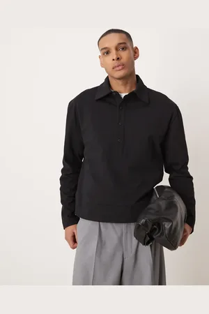 ASOS Heavyweight relaxed boxy long sleeve polo 240gsm in