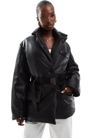 The Couture Club Faux leather padded blazer coat in