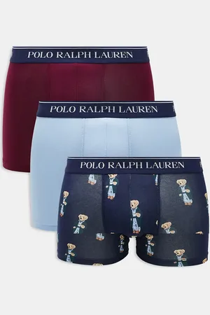 Ralph Lauren 3 pack trunks with logo waistband in red navy