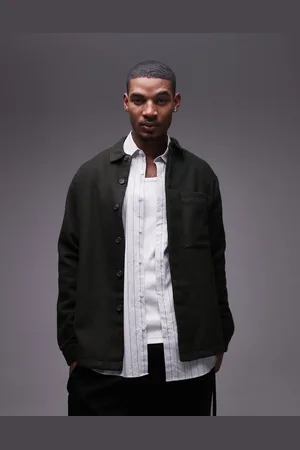 Topman Long sleeve brushed cord overshirt in dark