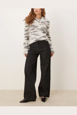 ASOS Cropped wide leg jean in washed black