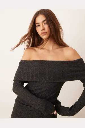 Miss Selfridge Chunky brushed rib bardot top